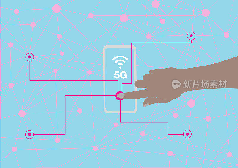 手拿手机。5 g连接通信。技术标准